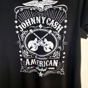 Official Johnny Cash Genuine American Rebel Graphic T-shirt Black Womens XL